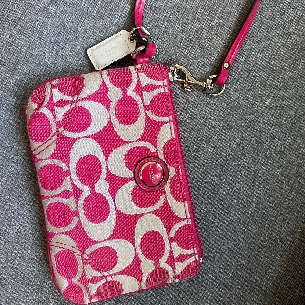Coach pink coin purse